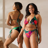 Trippie Hooks Black Floral Print Recycled String Bikini