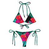 Trippie Hooks Black Floral Print Recycled String Bikini