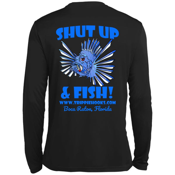 Funny Long Sleeve TShirt  Shut Up and Fish - elitefishingoutlet